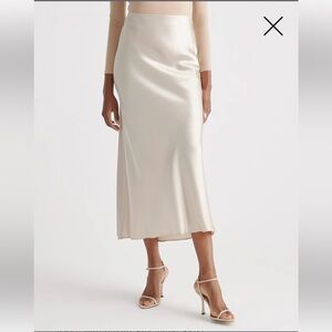 NWT Quince 100% Washable Silk Maxi Skirt in Champagne size S
